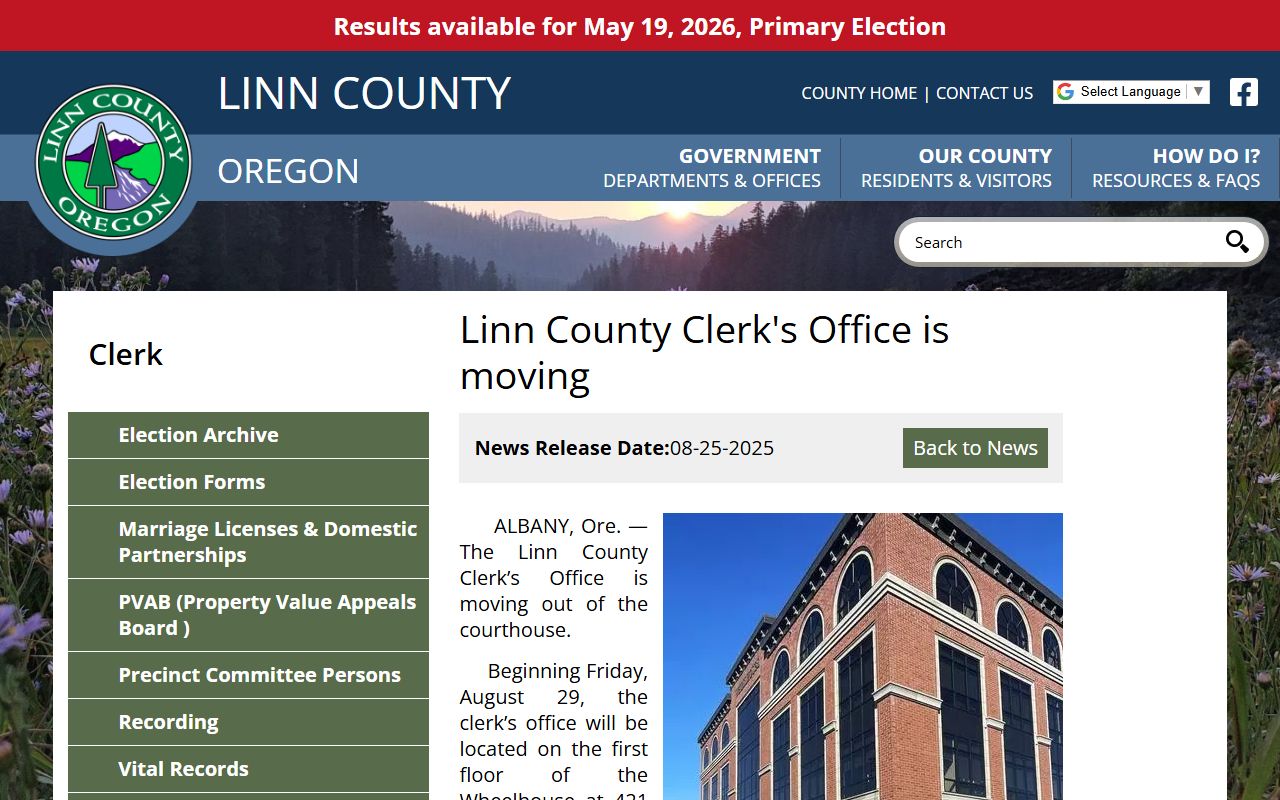 Linn County Clerk of Court county clerk office move