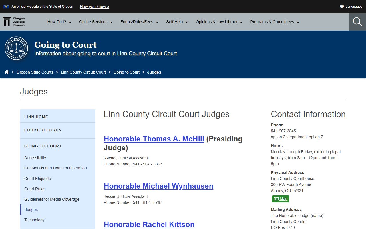 Linn County court records Circuit Court judge list