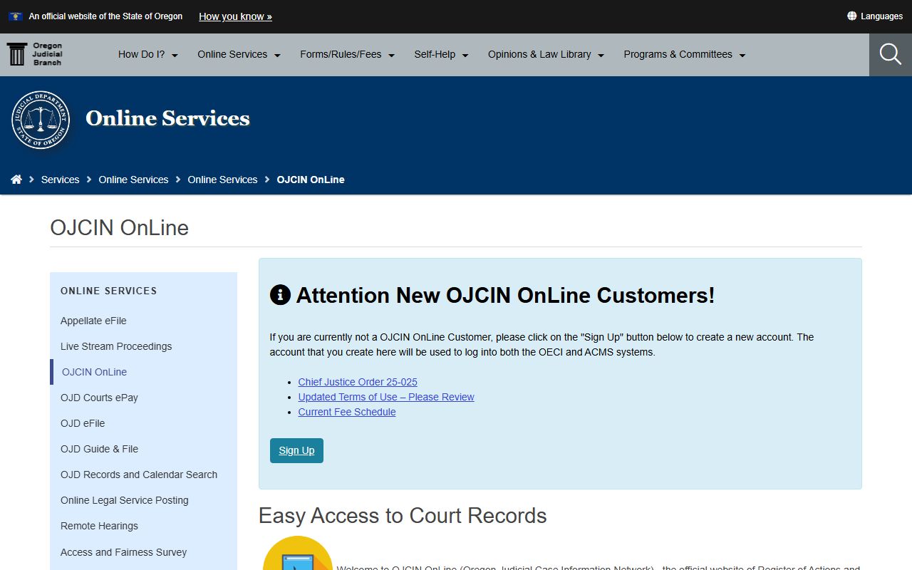 Linn County court records OJCIN Online subscription access