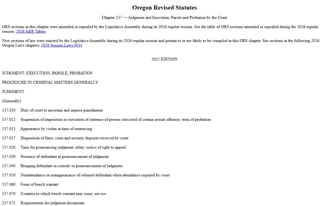 Linn County criminal court records ORS Chapter 137 set aside law