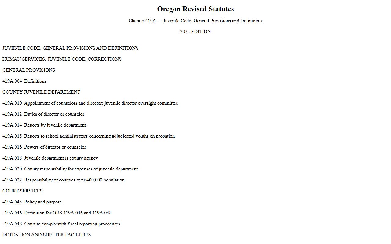 Linn County criminal court records ORS Chapter 419A juvenile confidentiality