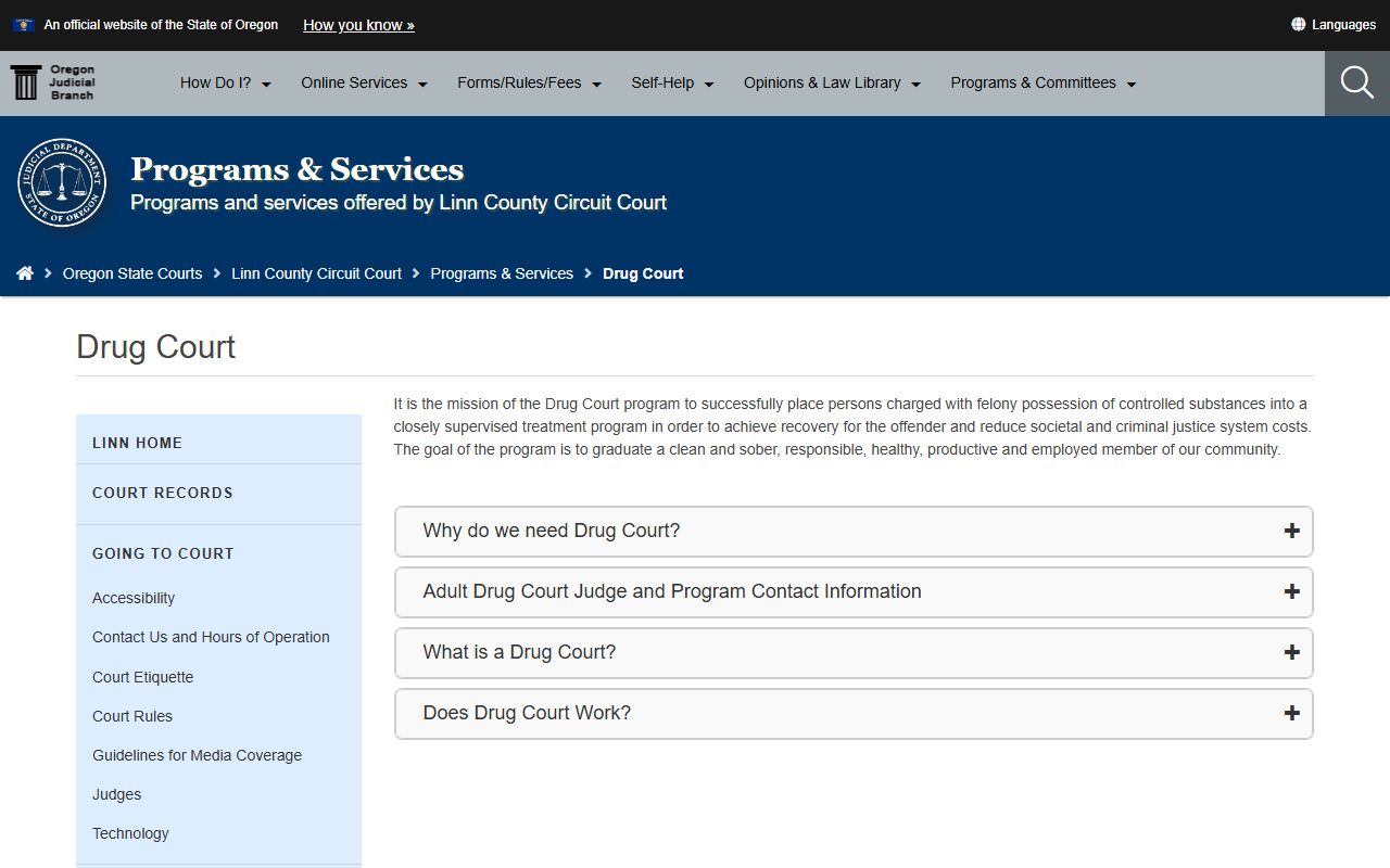 Linn County Circuit Court drug court records