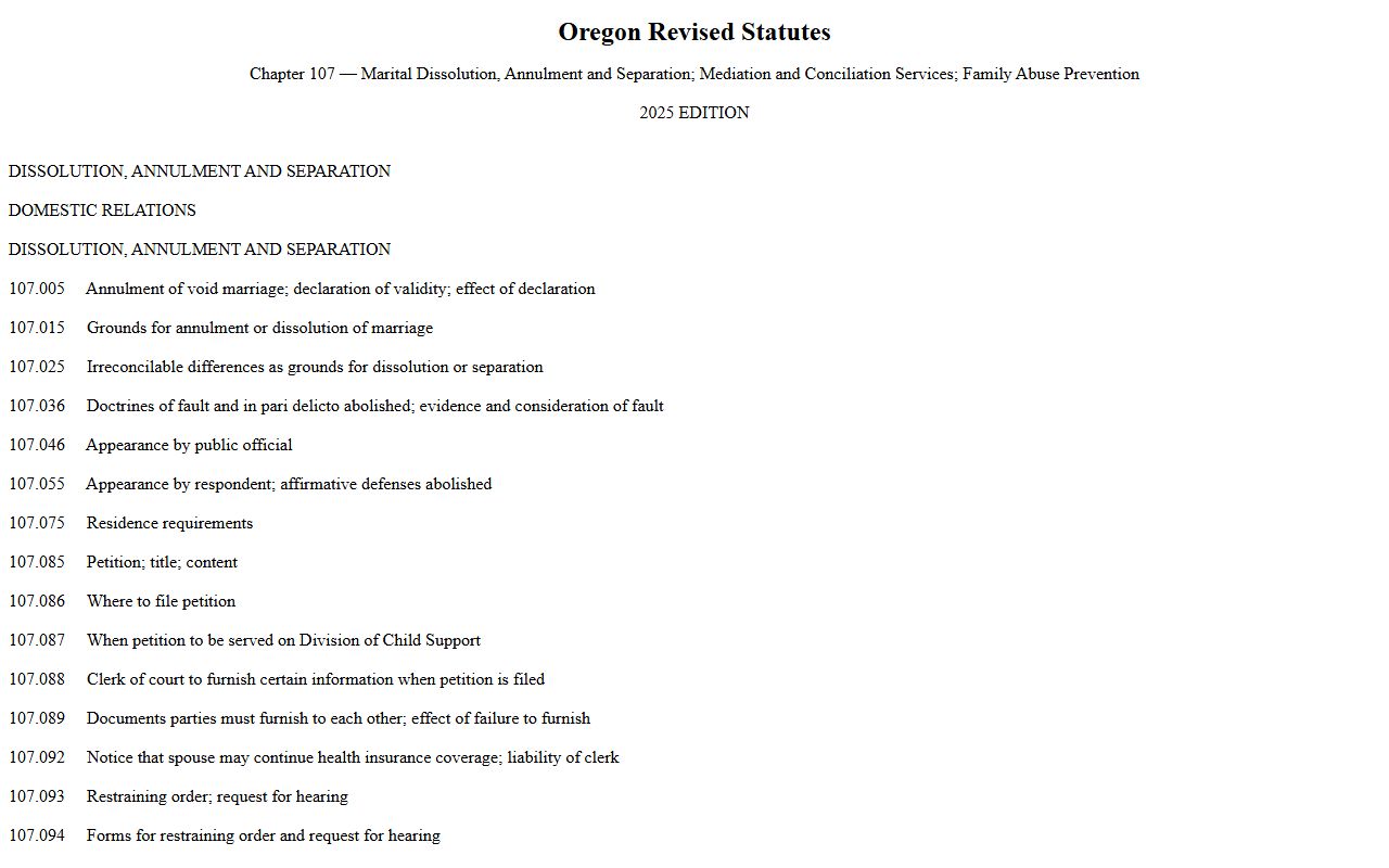 Linn County divorce records Oregon divorce law