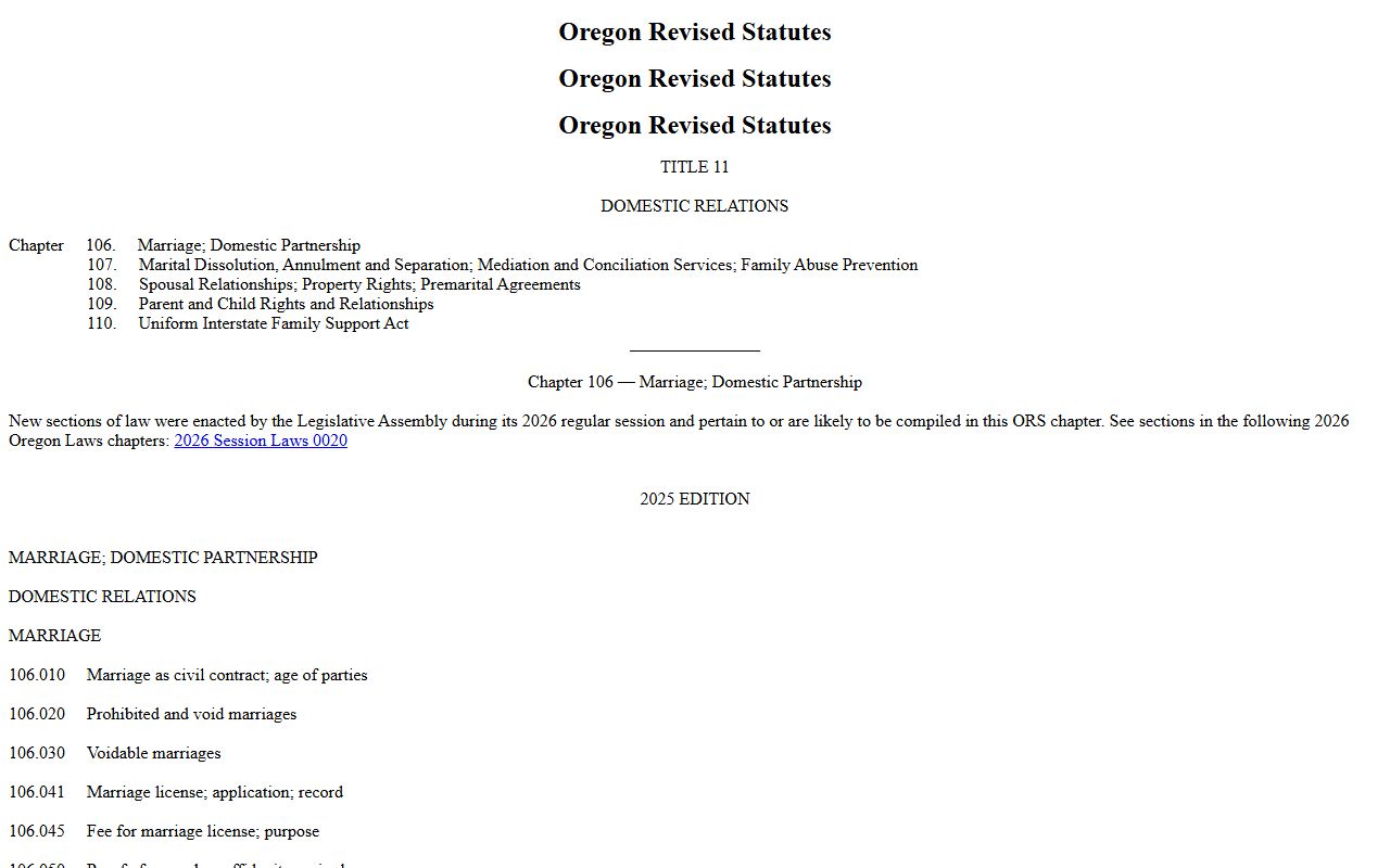 Linn County marriage records Oregon marriage law