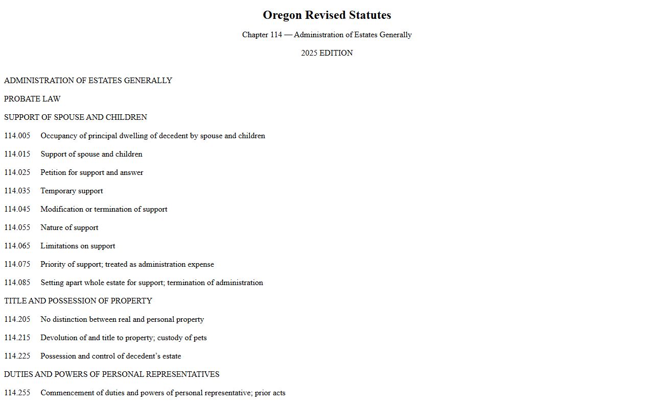 Linn County probate records ORS Chapter 114