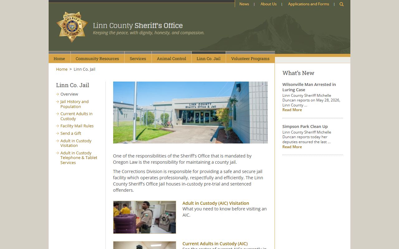 Linn County warrant records jail overview
