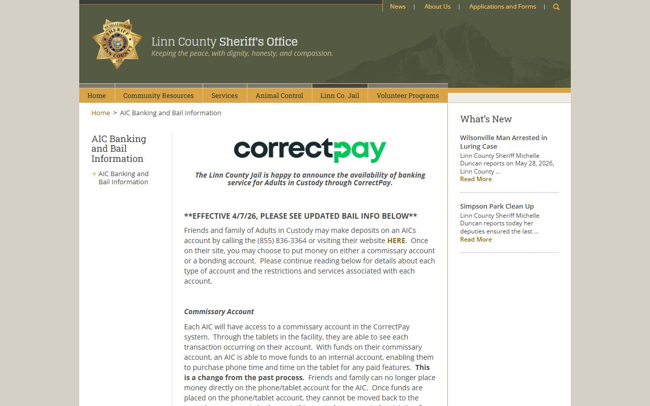 Linn County warrant records jail bail information
